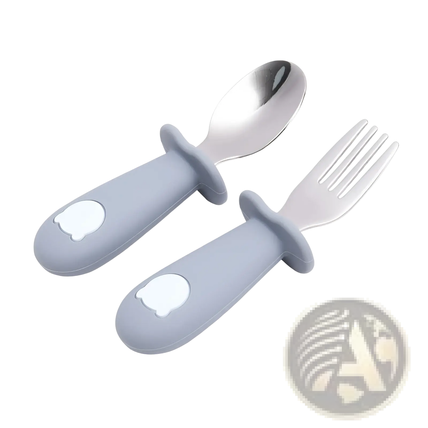 Silicone Baby Spoon and Fork Stainless Steel Cutlery Set