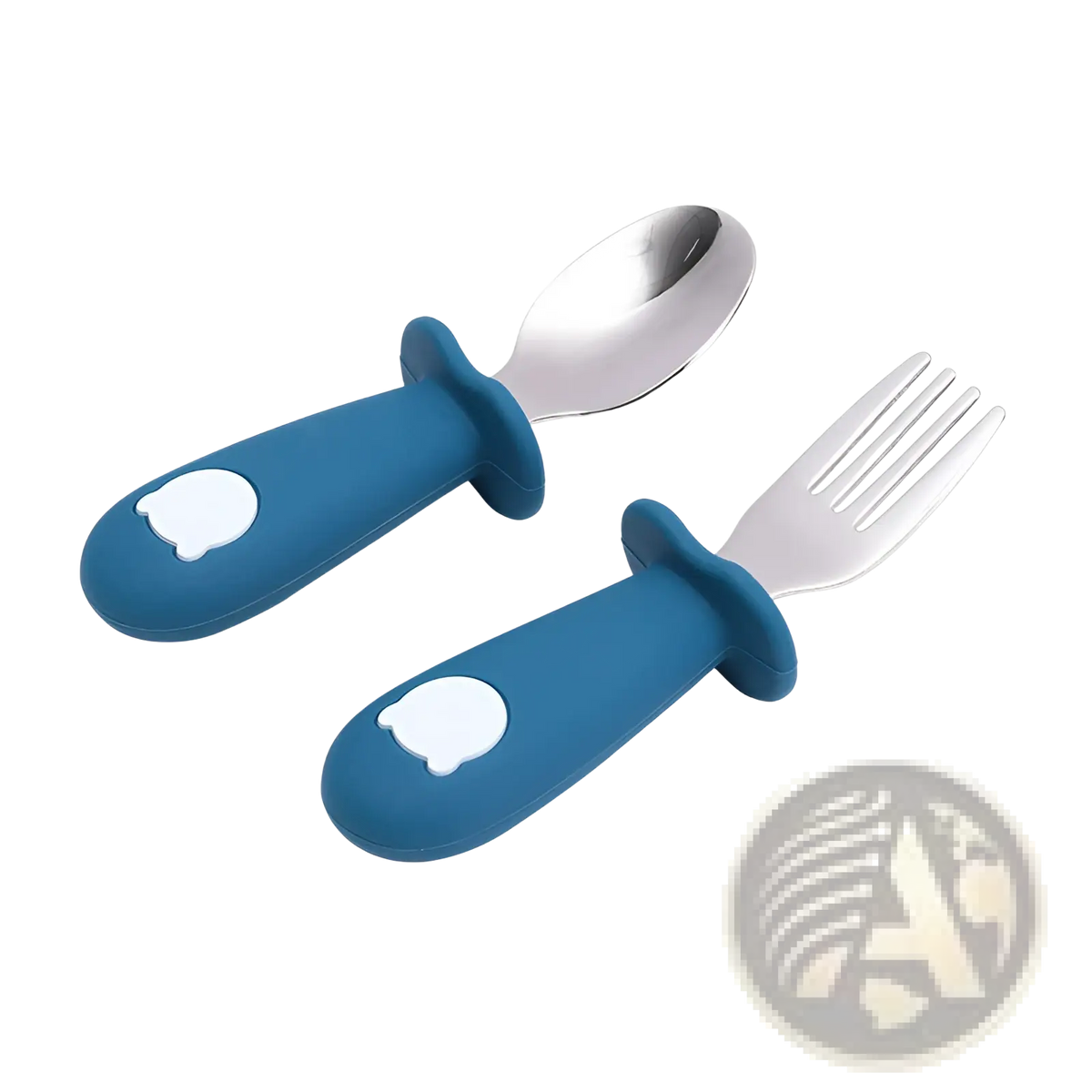 Silicone Baby Spoon and Fork Stainless Steel Cutlery Set