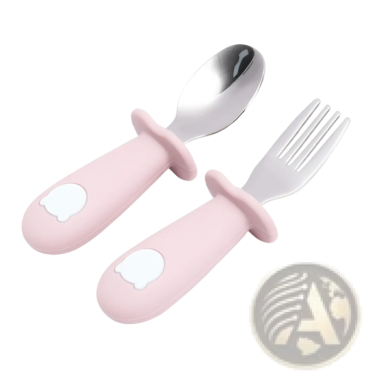 Silicone Baby Spoon and Fork Stainless Steel Cutlery Set