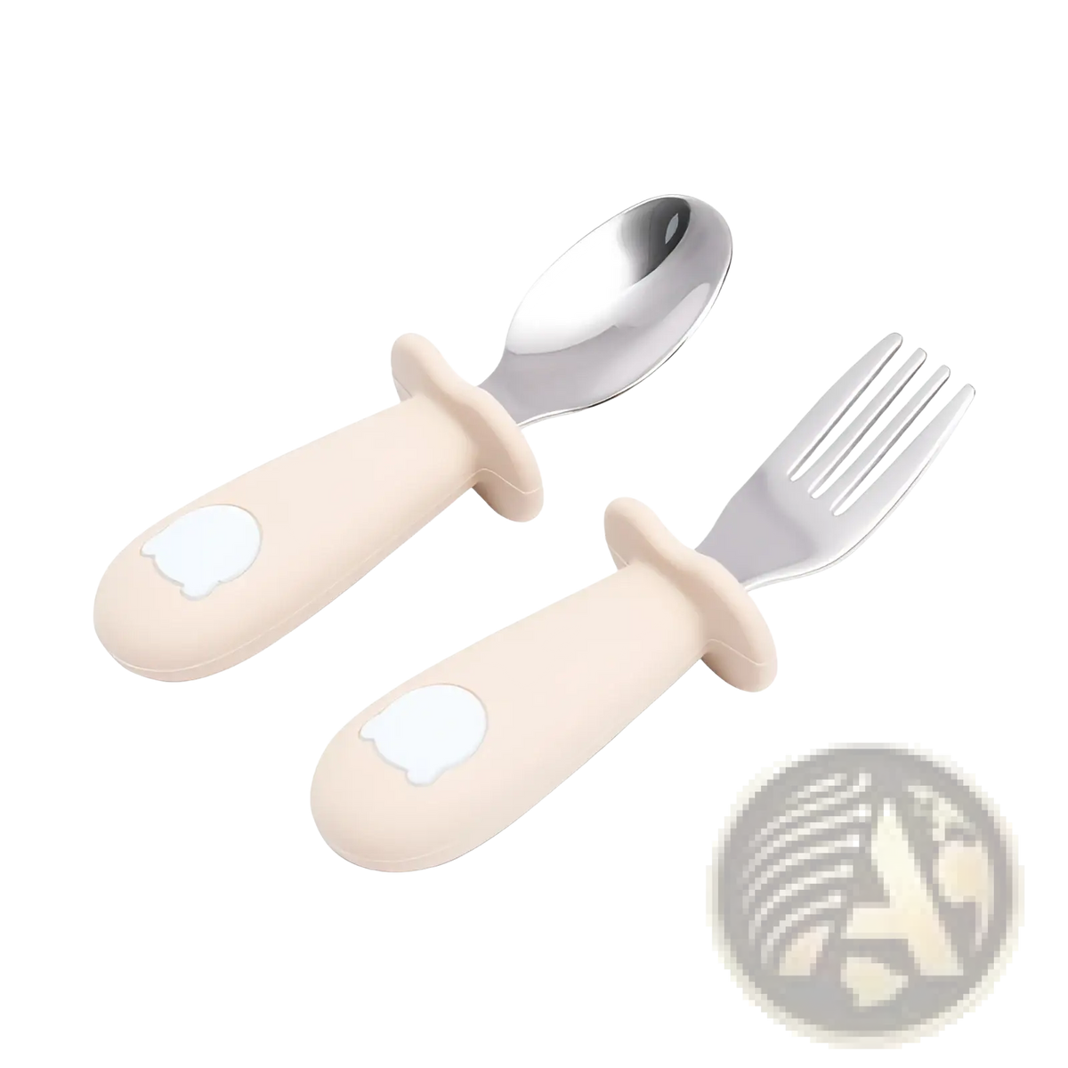 Silicone Baby Spoon and Fork Stainless Steel Cutlery Set