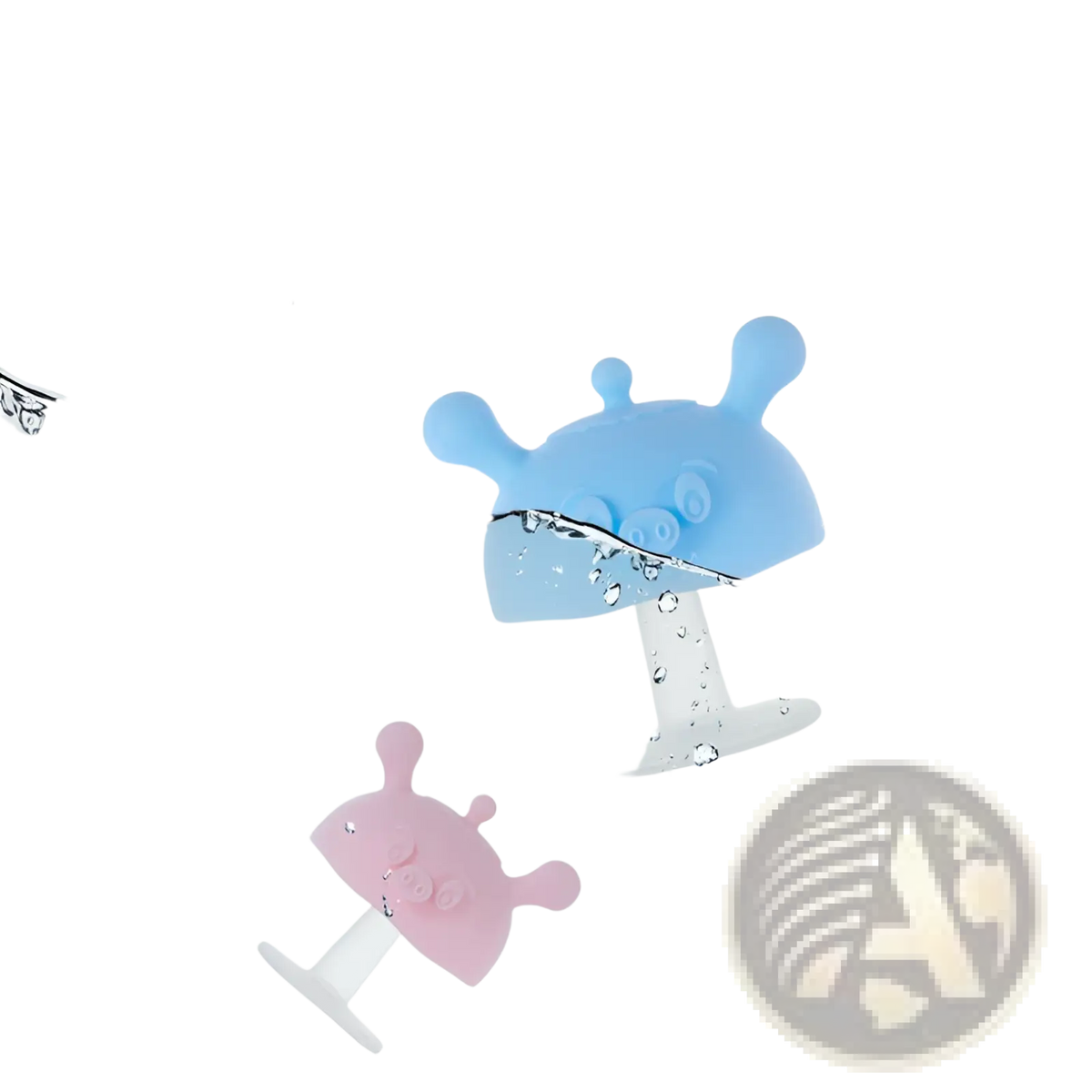 Silicone Baby Teether and Pig Shape Toothbrush Holder
