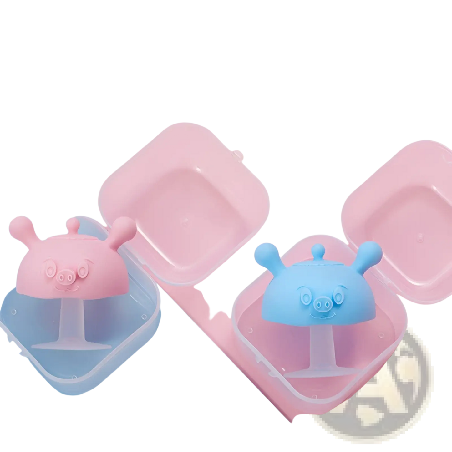 Silicone Baby Teether and Pig Shape Toothbrush Holder