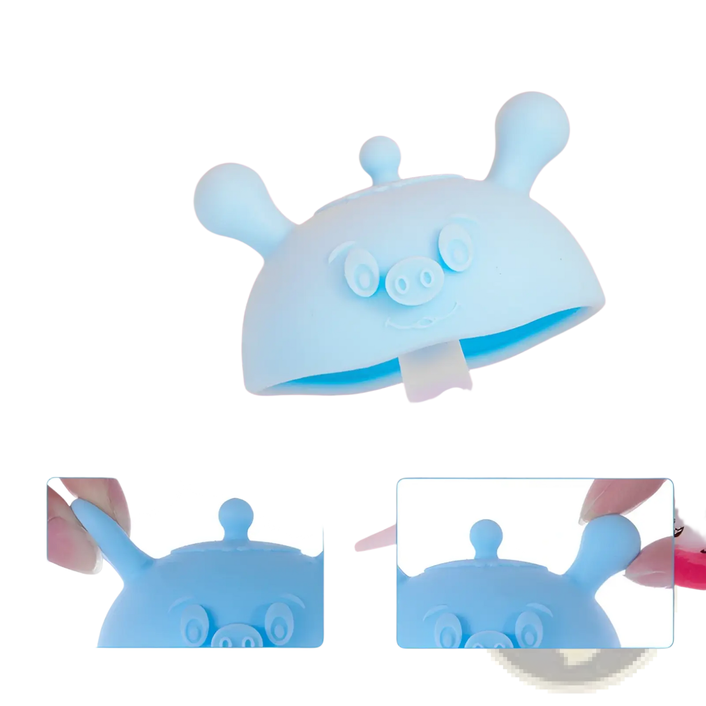 Silicone Baby Teether and Pig Shape Toothbrush Holder