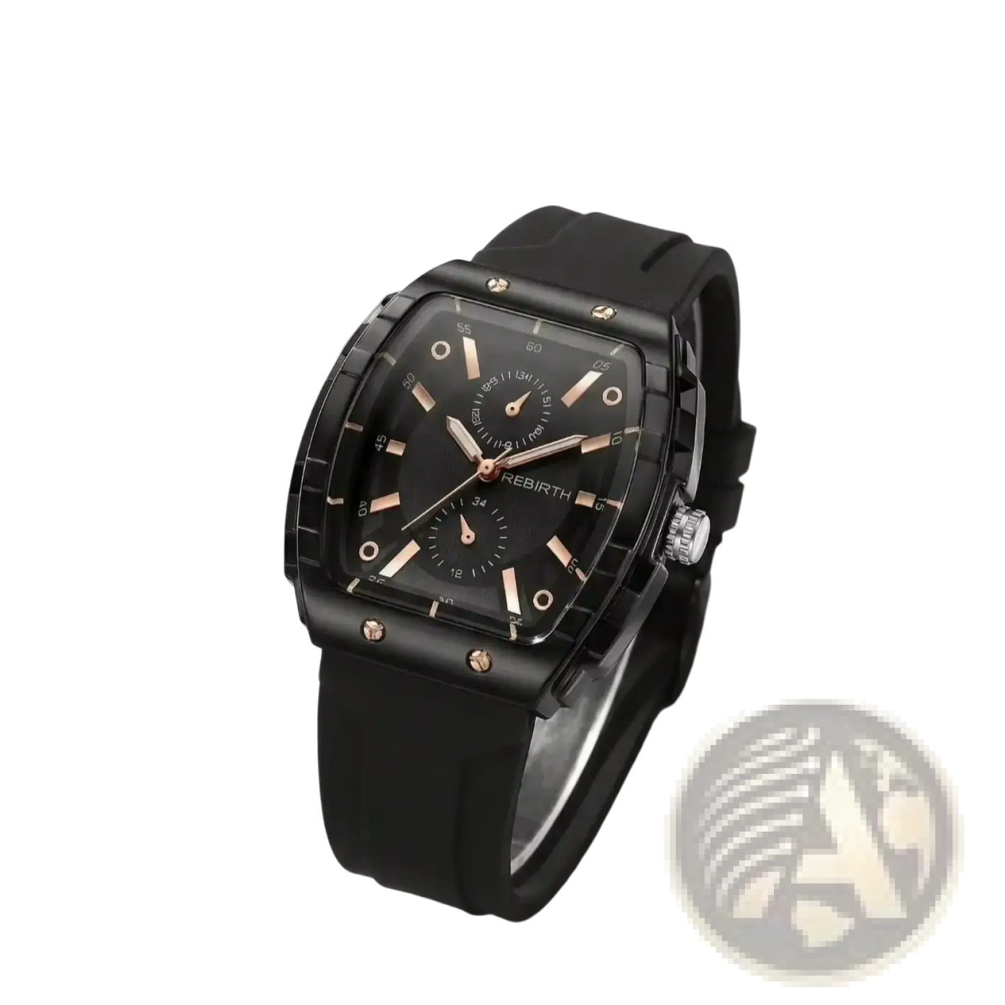 Silicone Casual Watch Rose Gold Rectangular Dial