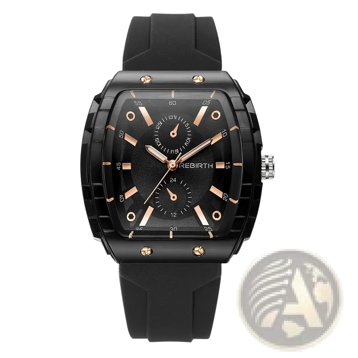 Silicone Casual Watch Rose Gold Rectangular Dial