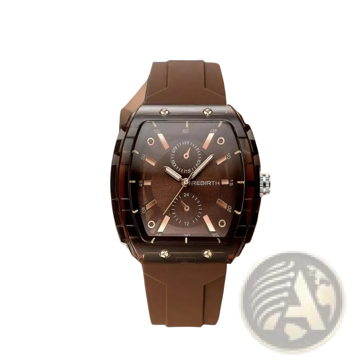 Silicone Casual Watch Rose Gold Rectangular Dial