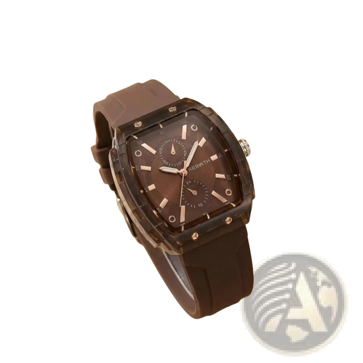 Silicone Casual Watch Rose Gold Rectangular Dial