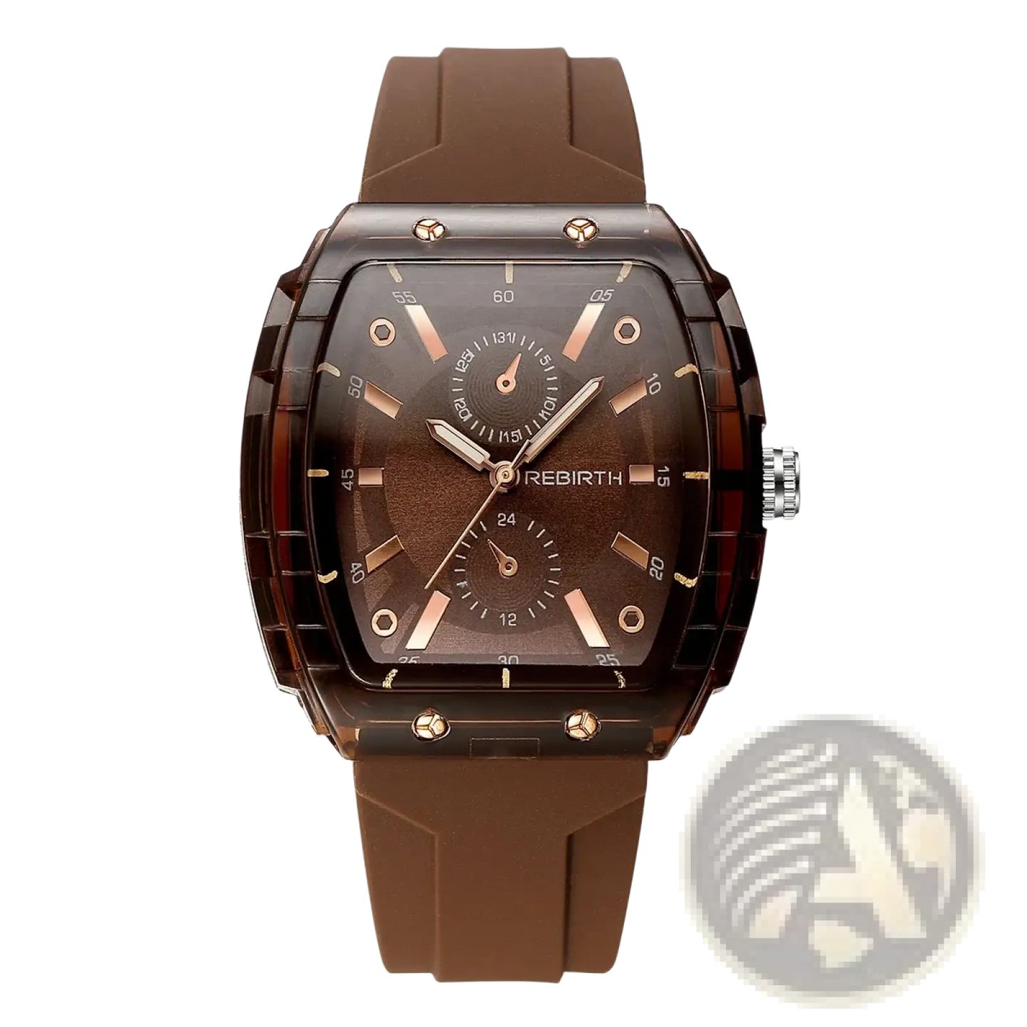 Silicone Casual Watch Rose Gold Rectangular Dial