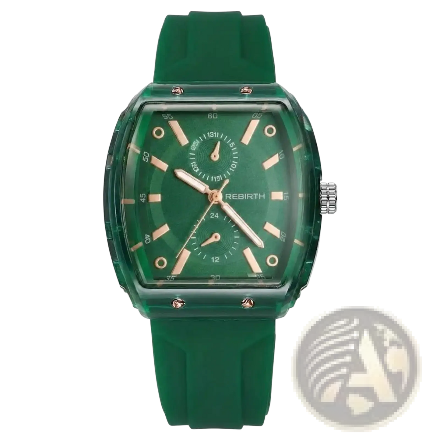 Silicone Casual Watch Rose Gold Rectangular Dial