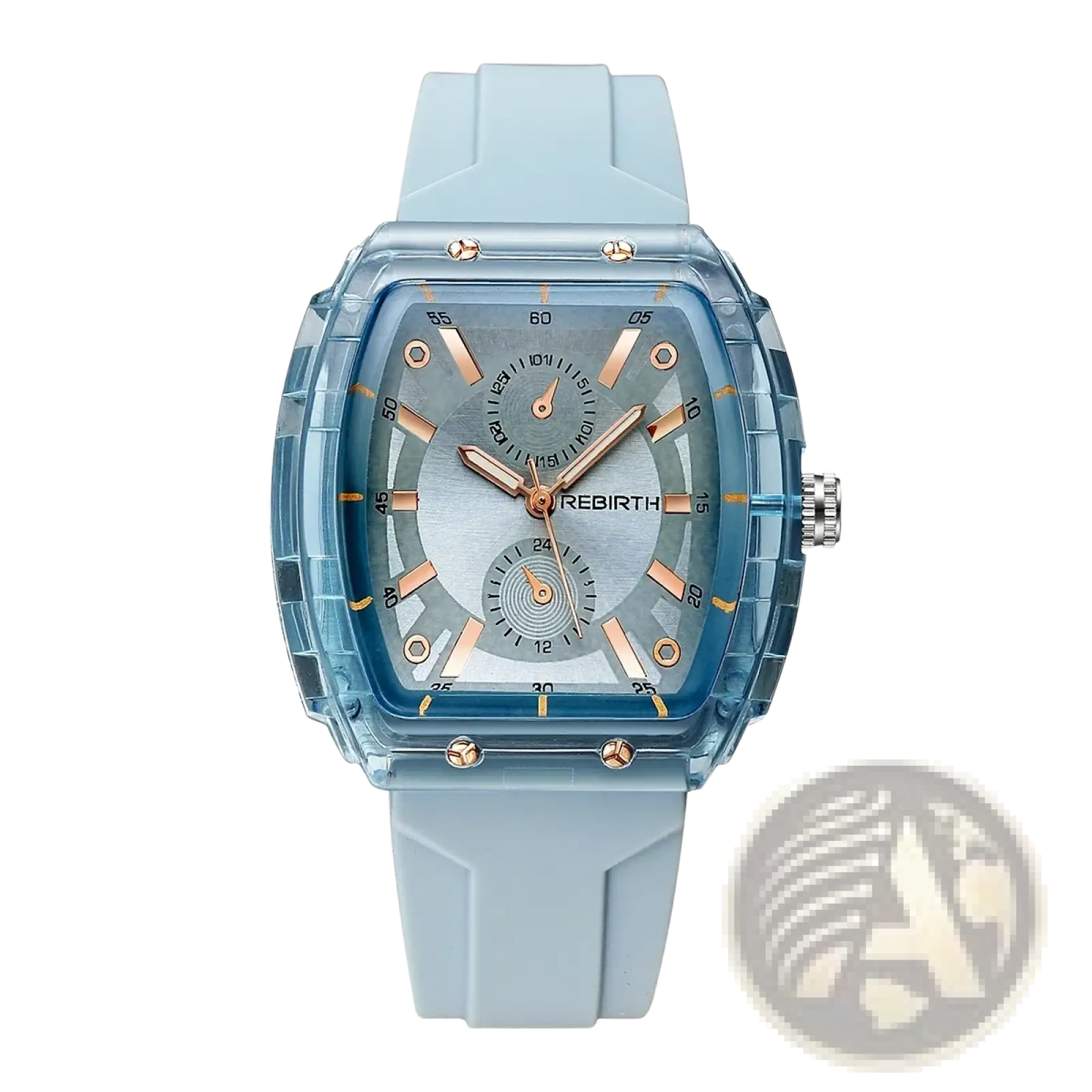 Silicone Casual Watch Rose Gold Rectangular Dial