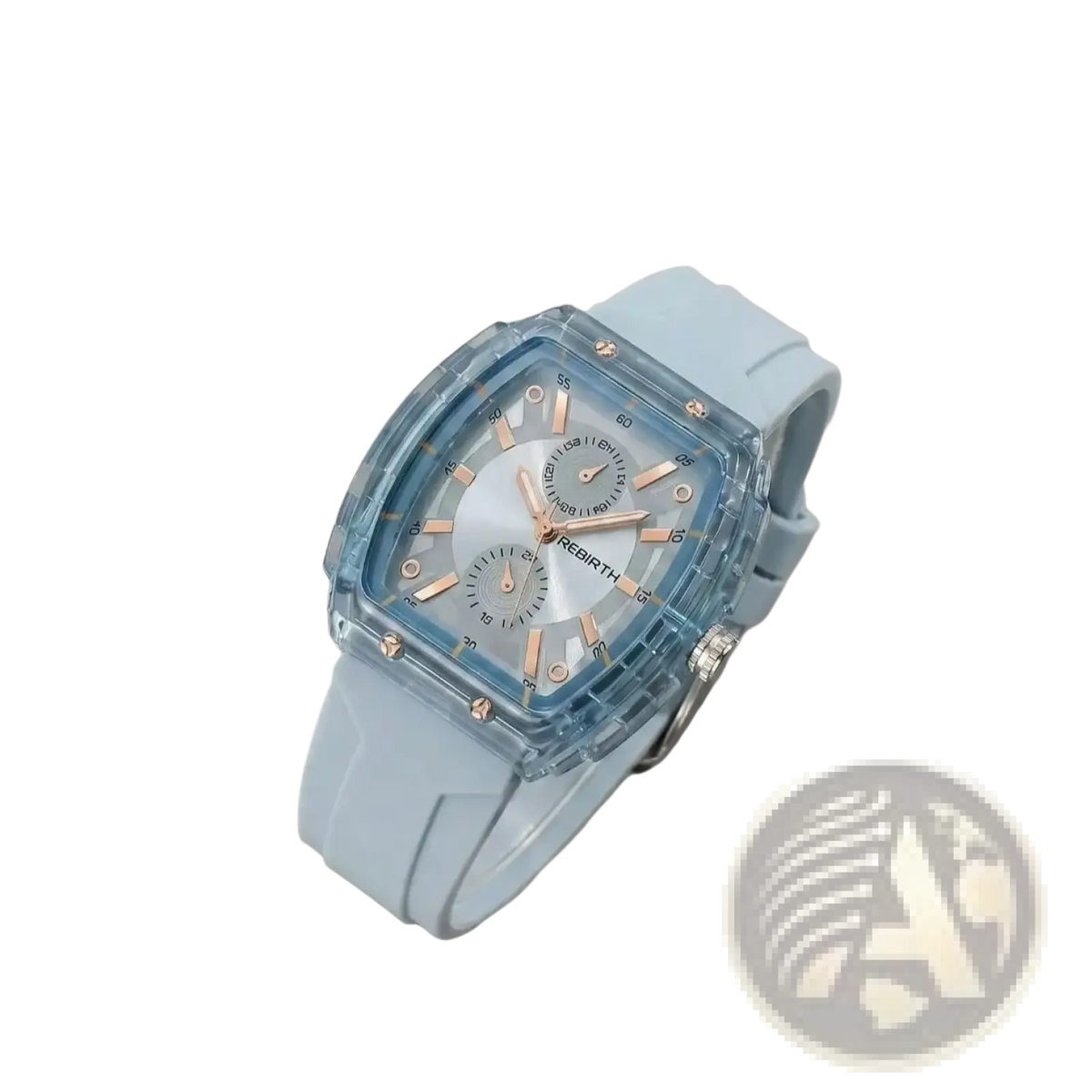 Silicone Casual Watch Rose Gold Rectangular Dial