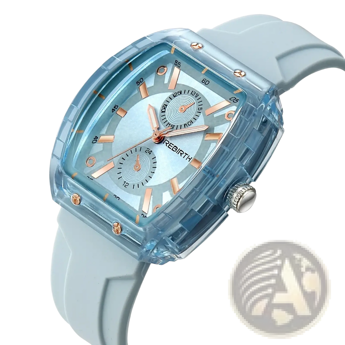 Silicone Casual Watch Rose Gold Rectangular Dial