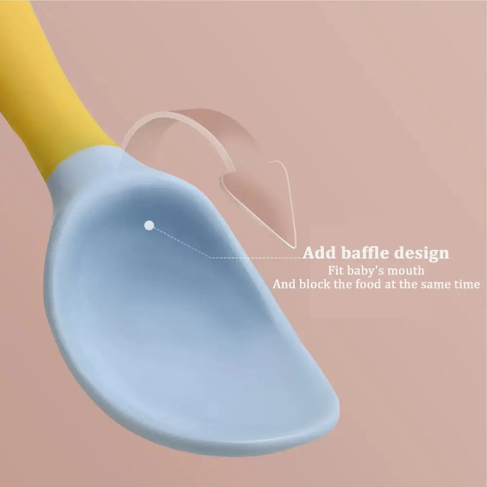 Soft Silicone Baby Spoon and Fork Self Feeding Set