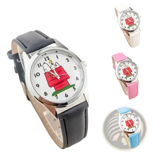 Snoopy Quartz Watch Cartoon Leather Wristwatch