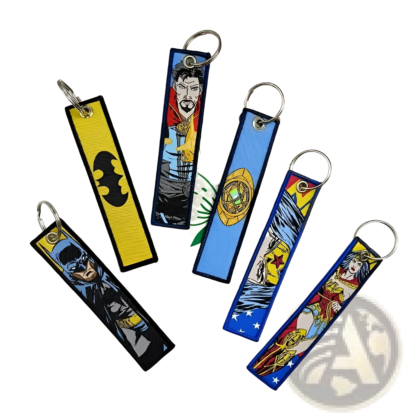 Superhero Embroidered Keychain Set Anime Key Lanyard