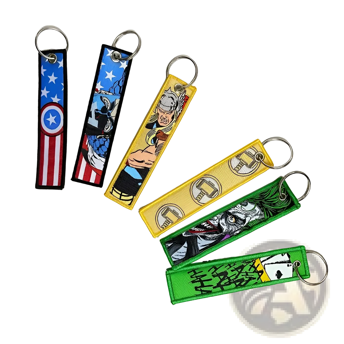 Superhero Embroidered Keychain Set Anime Key Lanyard