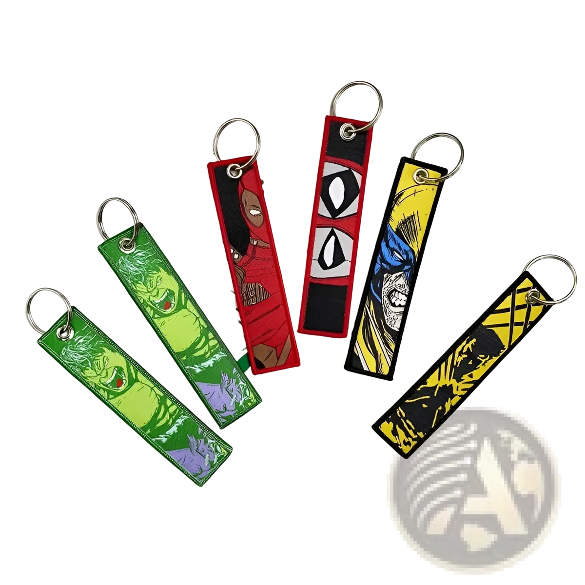 Superhero Embroidered Keychain Set Anime Key Lanyard