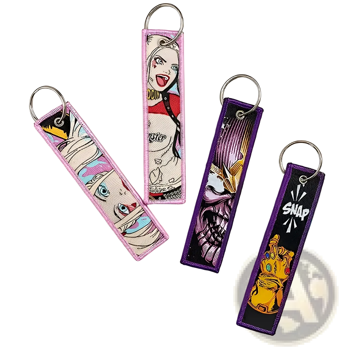 Superhero Embroidered Keychain Set Anime Key Lanyard