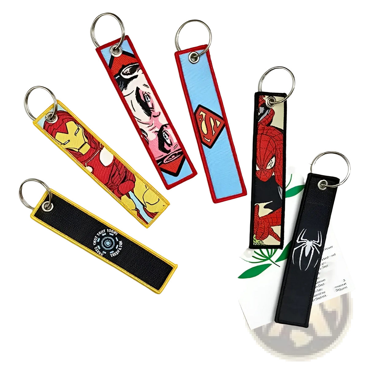 Superhero Embroidered Keychain Set Anime Key Lanyard