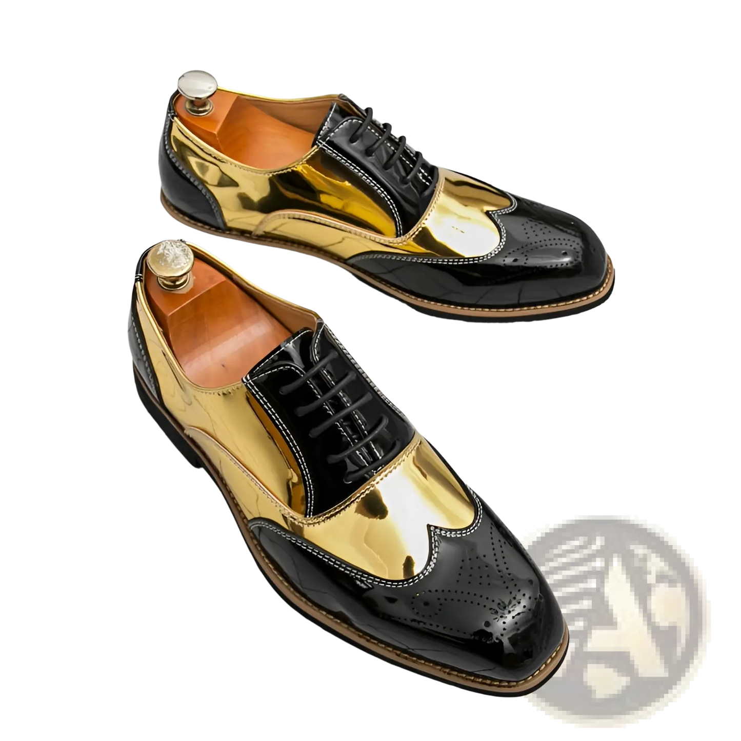 Two-tone Men's Patent Leather Brogue Oxford Shoes