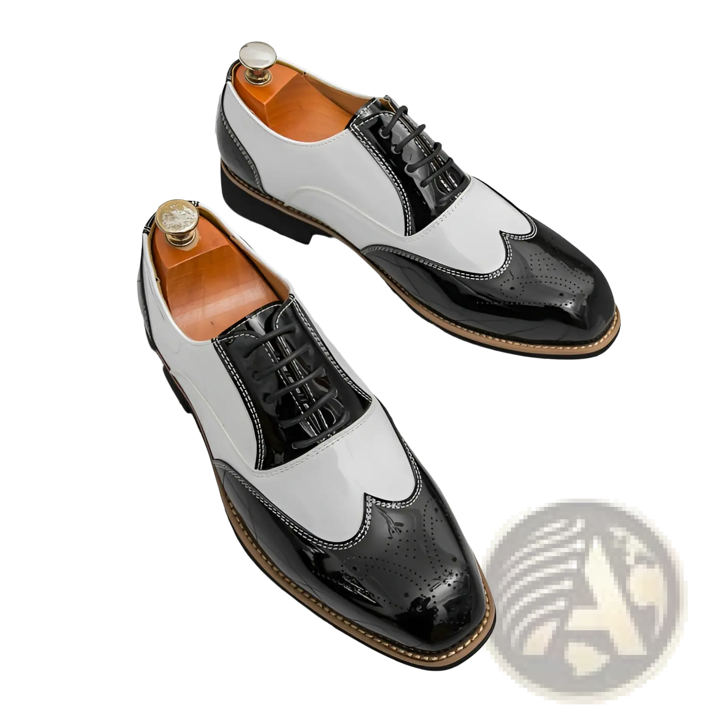 Two-tone Men's Patent Leather Brogue Oxford Shoes