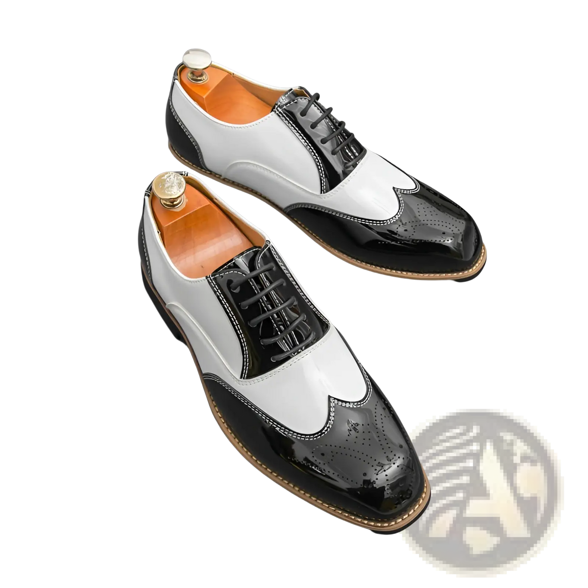 Two-tone Men's Patent Leather Brogue Oxford Shoes