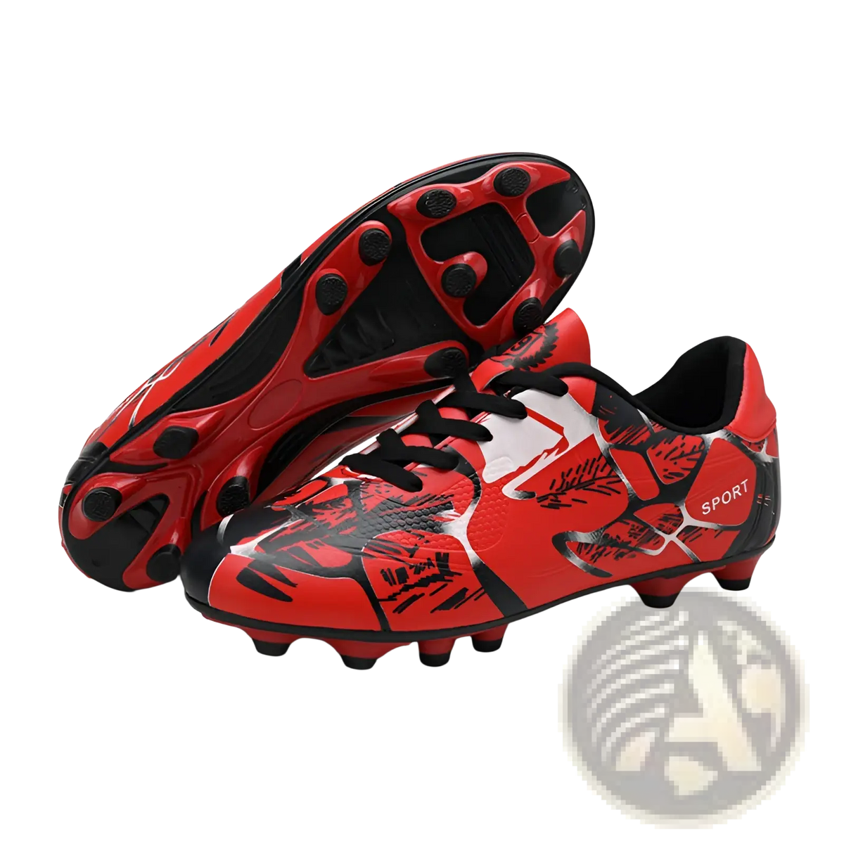 Unisex Professional Spike Cleats Red and Black Soccer Shoes