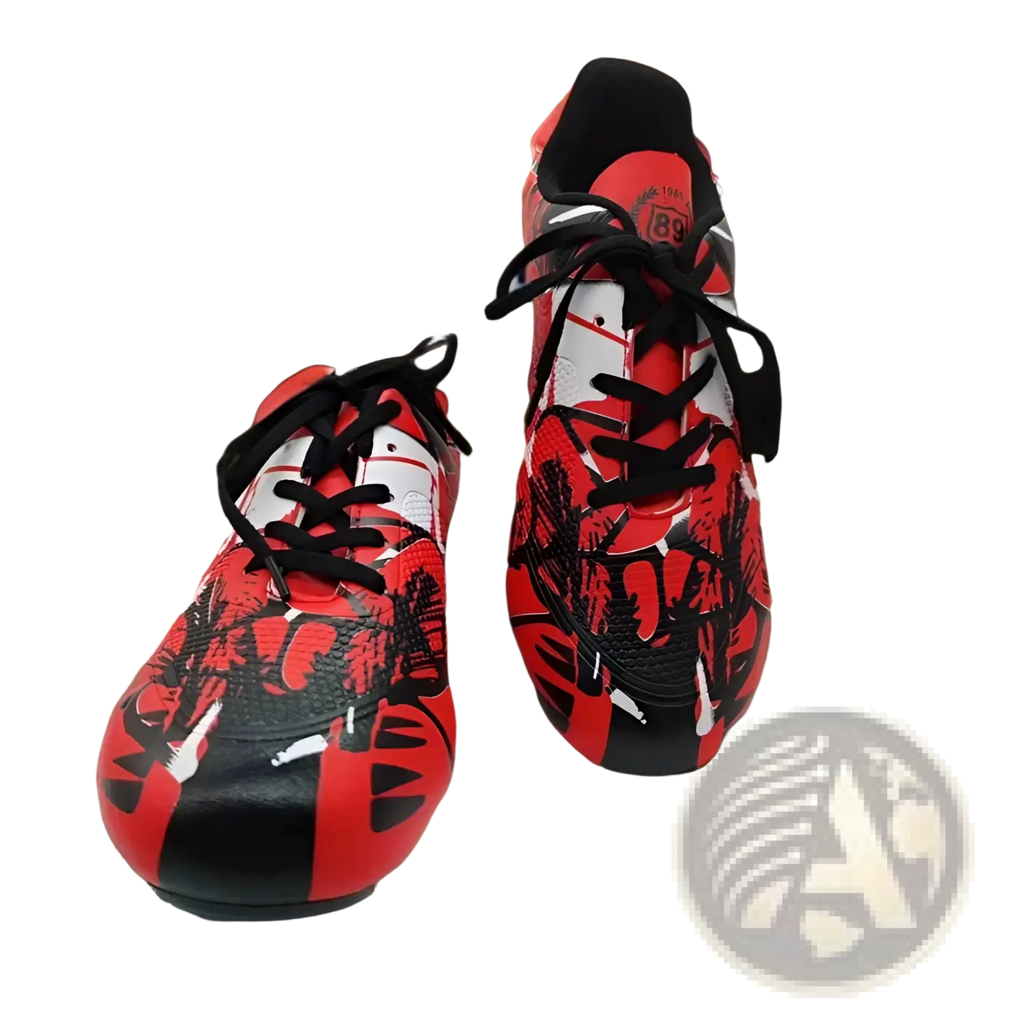 Unisex Professional Spike Cleats Red and Black Soccer Shoes