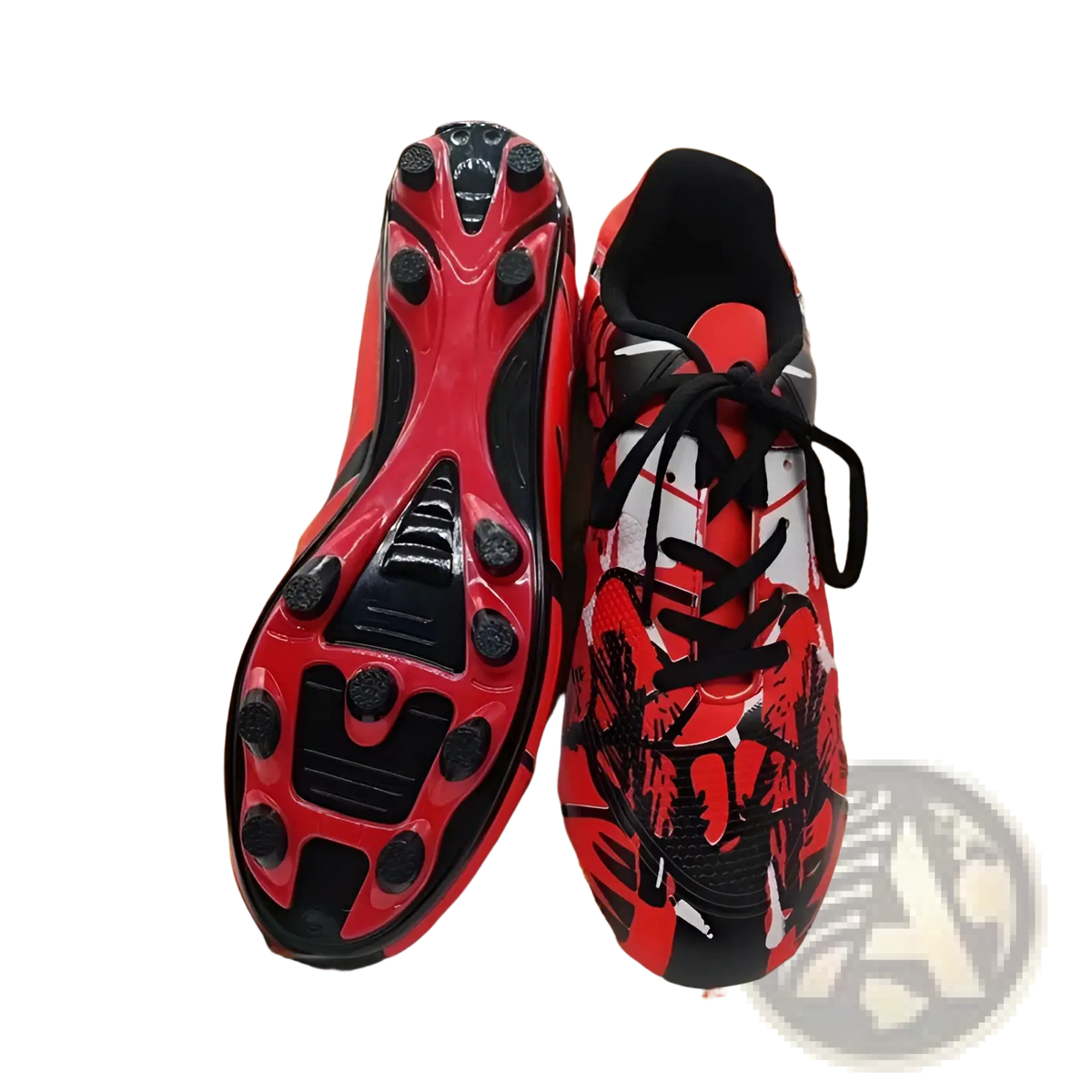 Unisex Professional Spike Cleats Red and Black Soccer Shoes