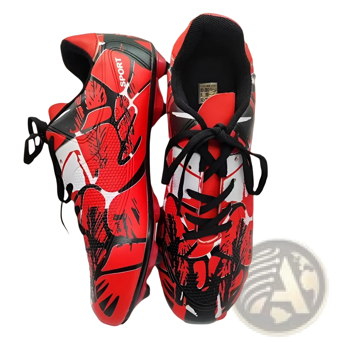 Unisex Professional Spike Cleats Red and Black Soccer Shoes