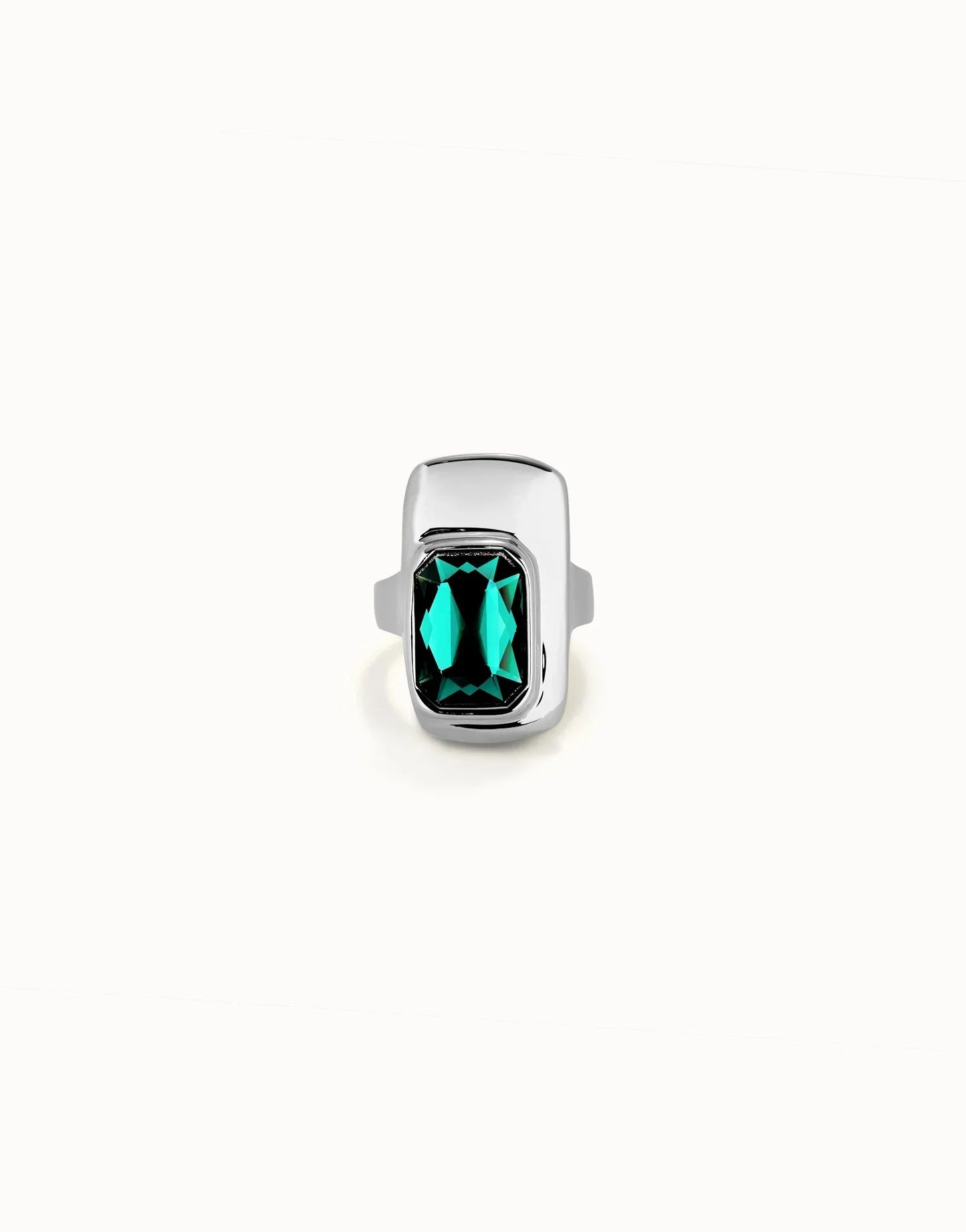 Uno De 50 Ring with green crystal Silver
