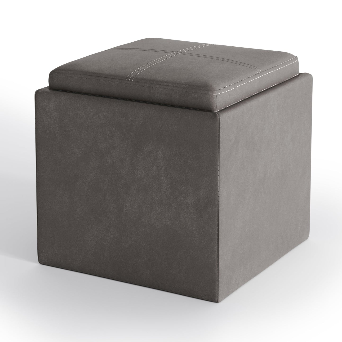 Rockwood 17 Inch Wide Cube Storage Ottoman with Tray