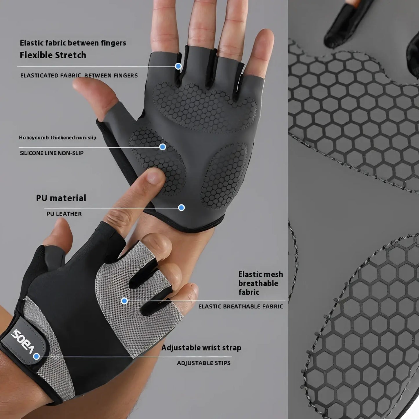 Weightlifting Fitness Gloves Anti-skid Half-finger