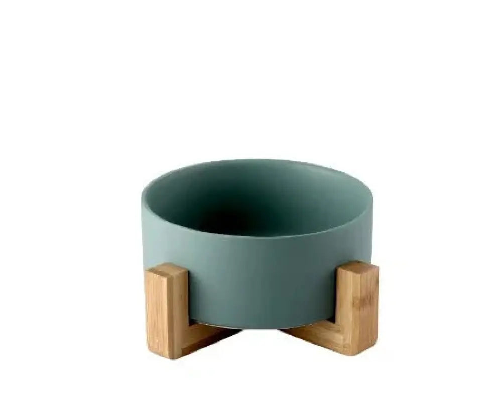 Minimalist Matte Ceramic Bowl Set with Wooden Stands