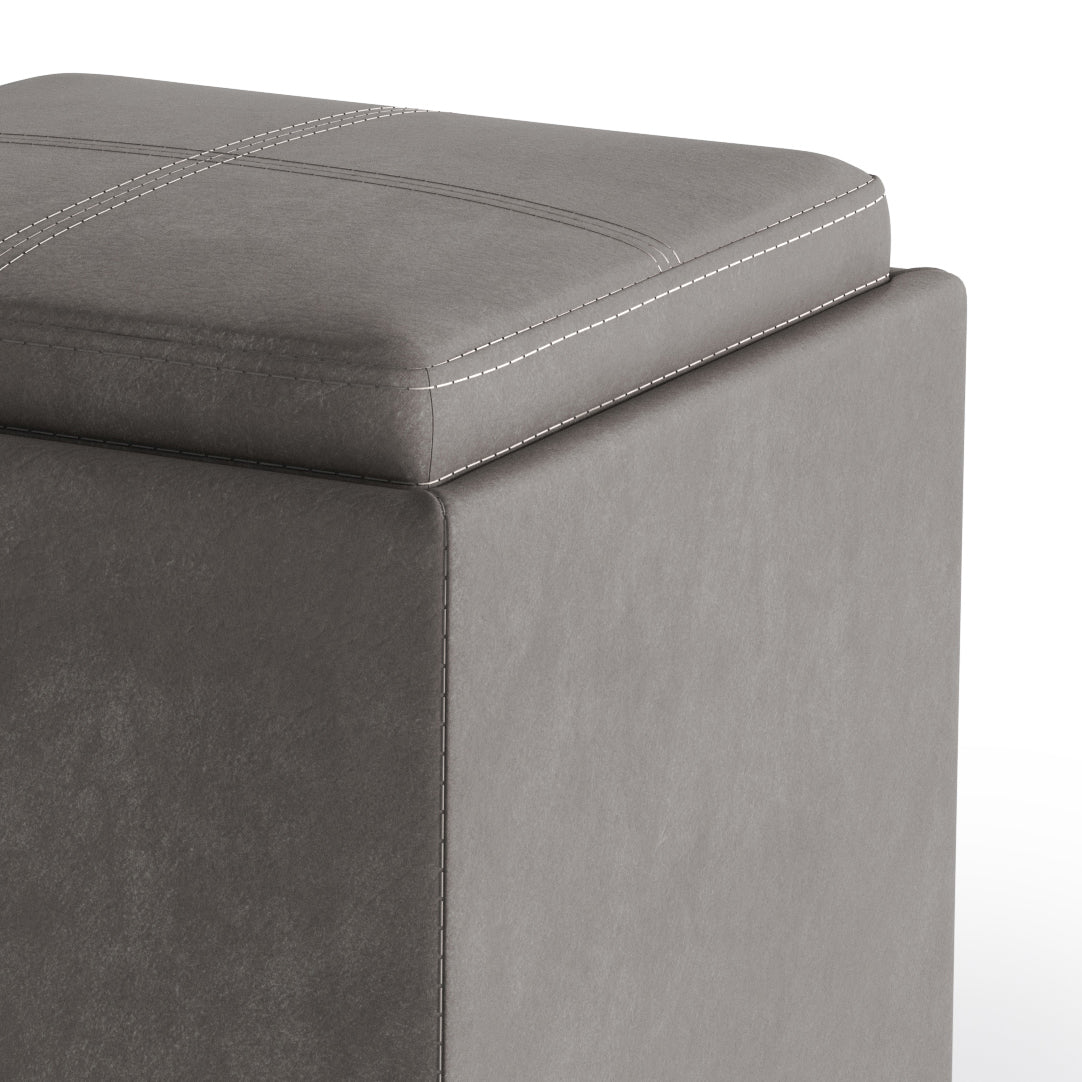 Rockwood 17 Inch Wide Cube Storage Ottoman with Tray