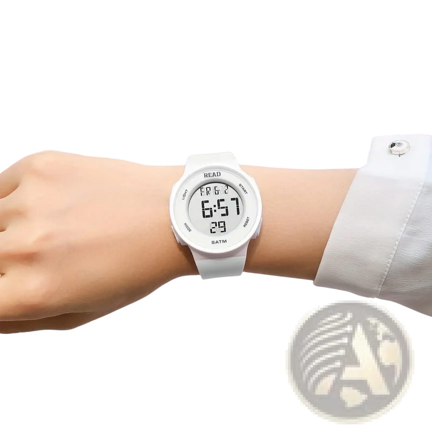White Led Digital Sports Watch Womens Waterproof Fitness Timepiece