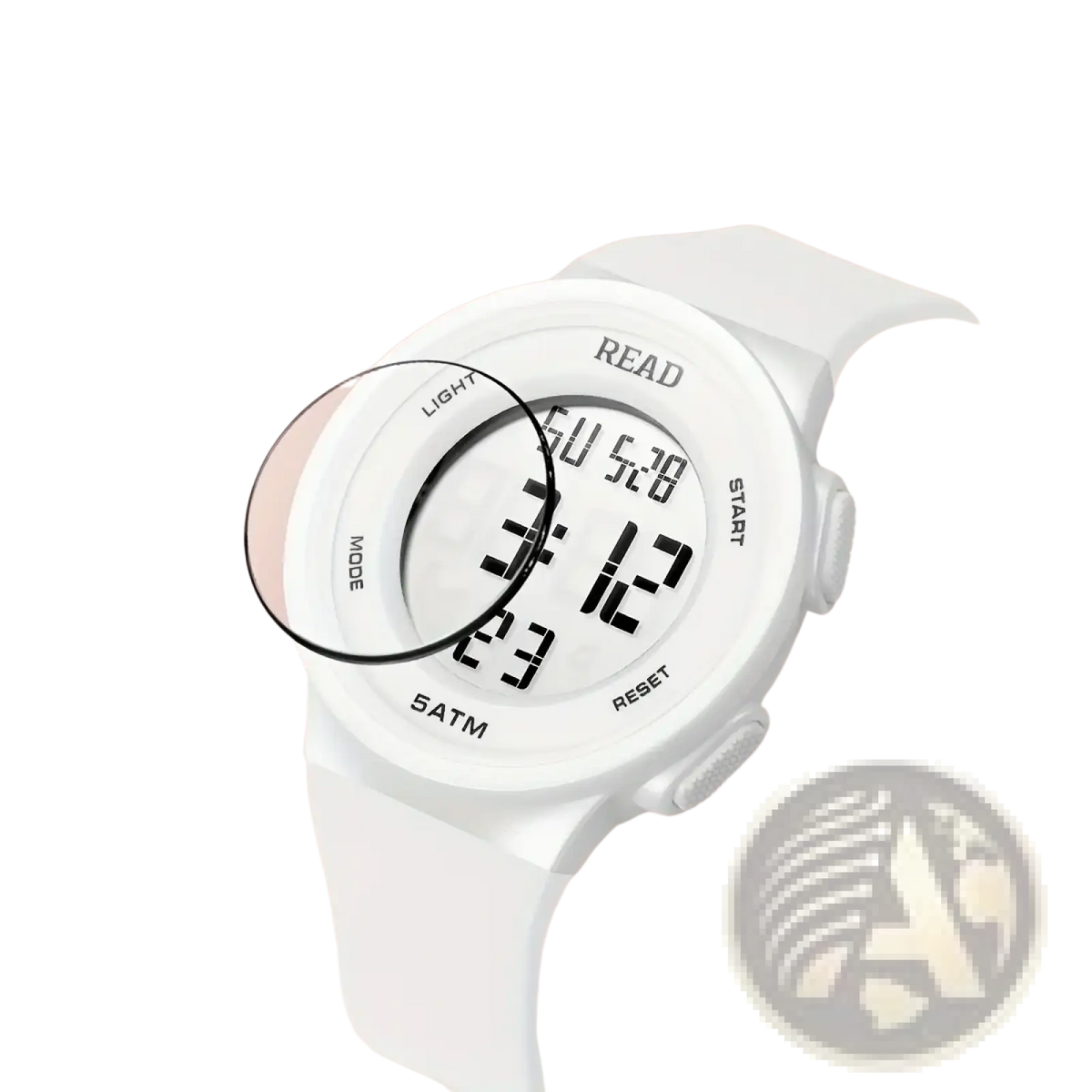 White Led Digital Sports Watch Womens Waterproof Fitness Timepiece