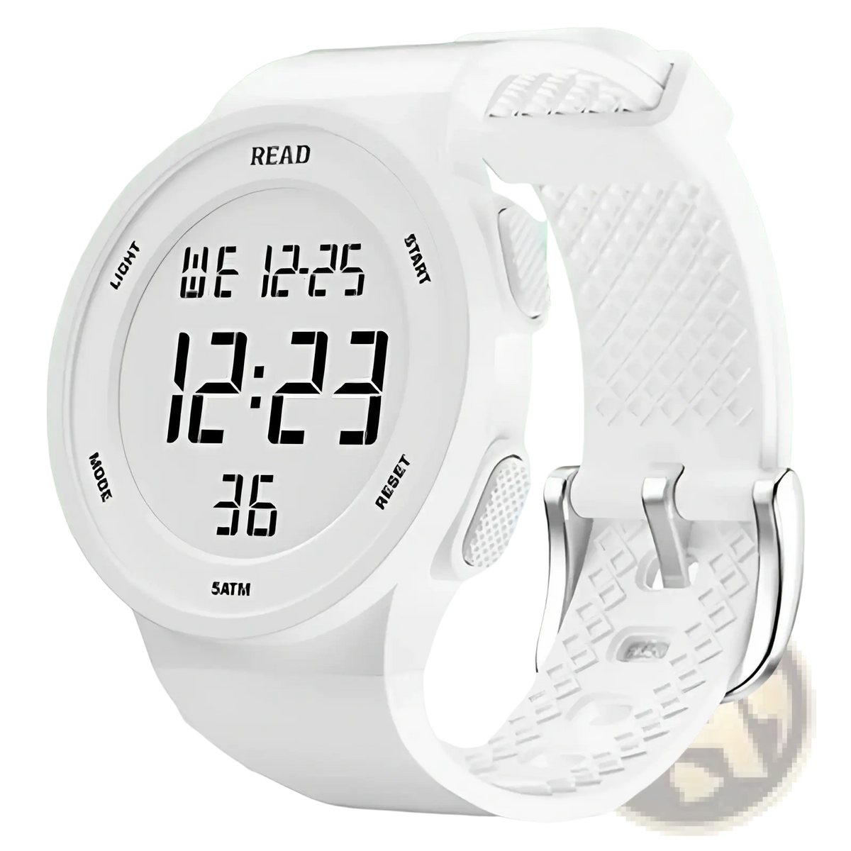 White Led Digital Sports Watch Womens Waterproof Fitness Timepiece