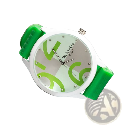 Womage Green Silicone Quartz Fashion Watch