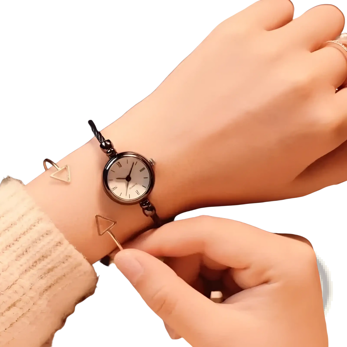 Women Stainless Steel Quartz Bangle Watch