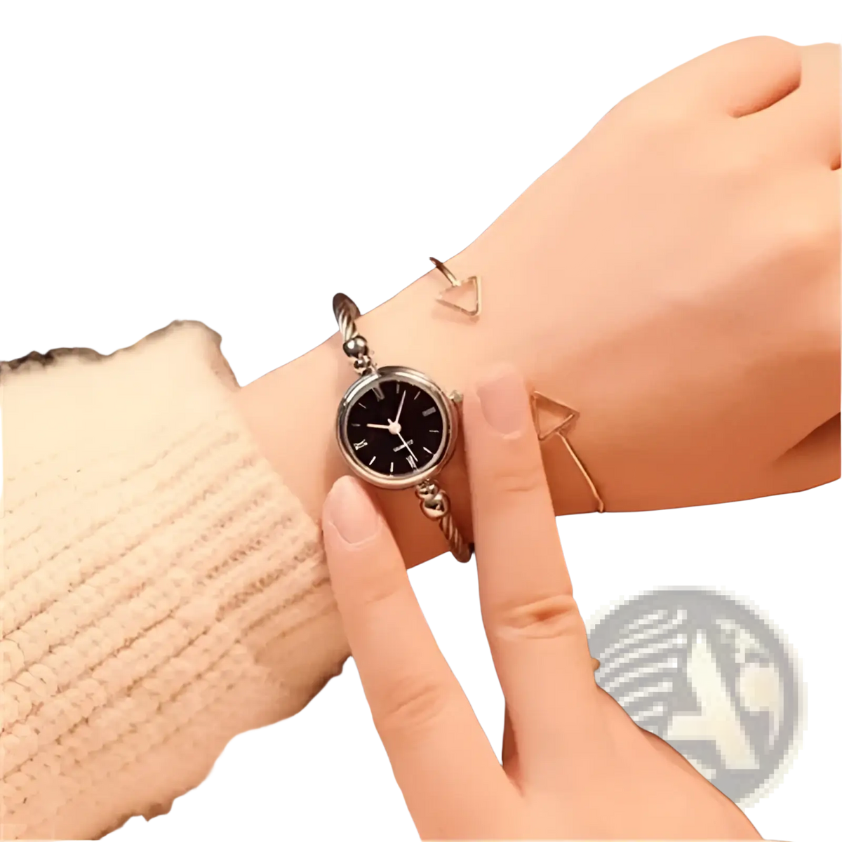 Women Stainless Steel Quartz Bangle Watch