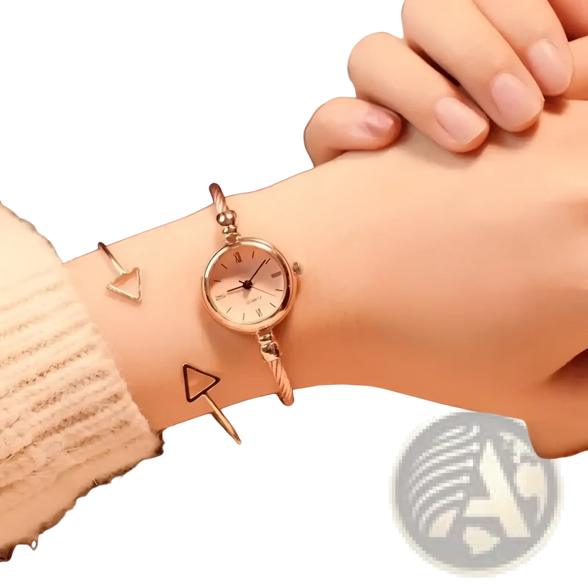 Women Stainless Steel Quartz Bangle Watch