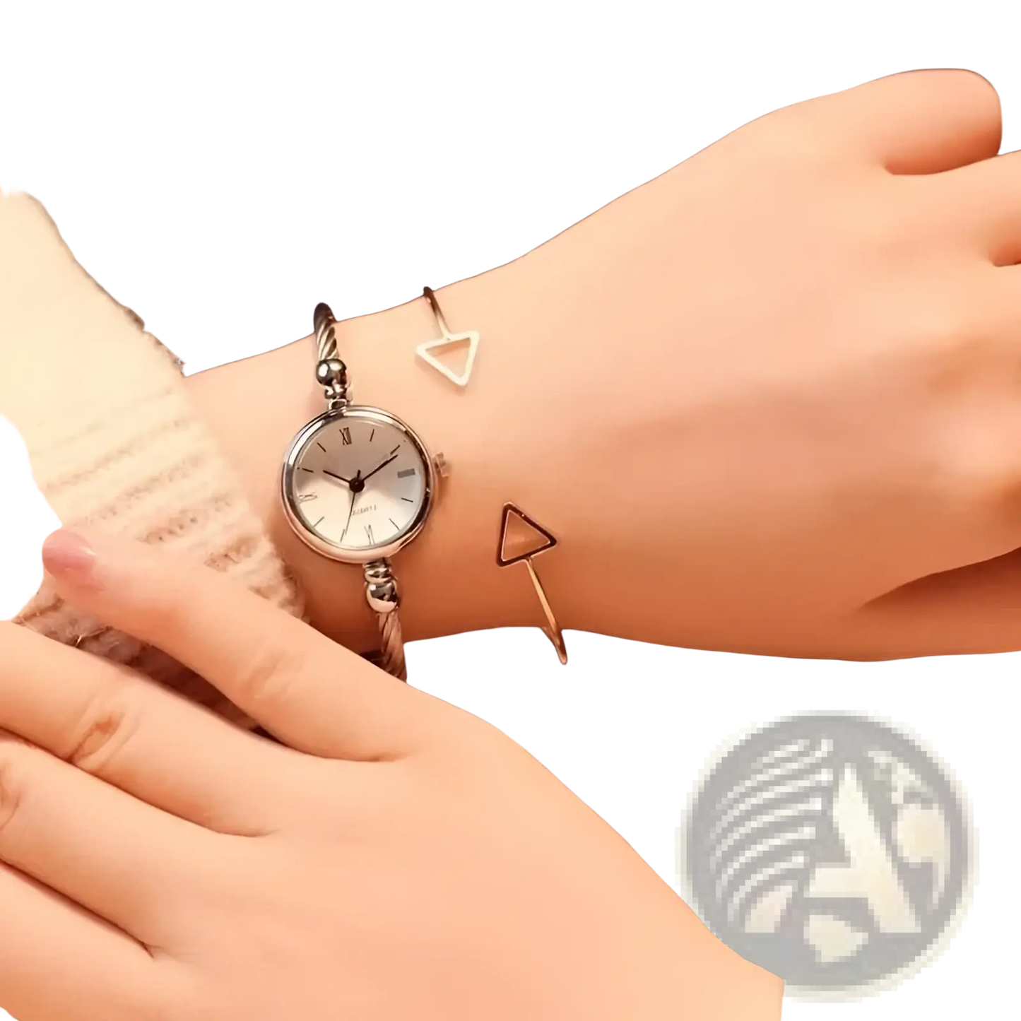 Women Stainless Steel Quartz Bangle Watch