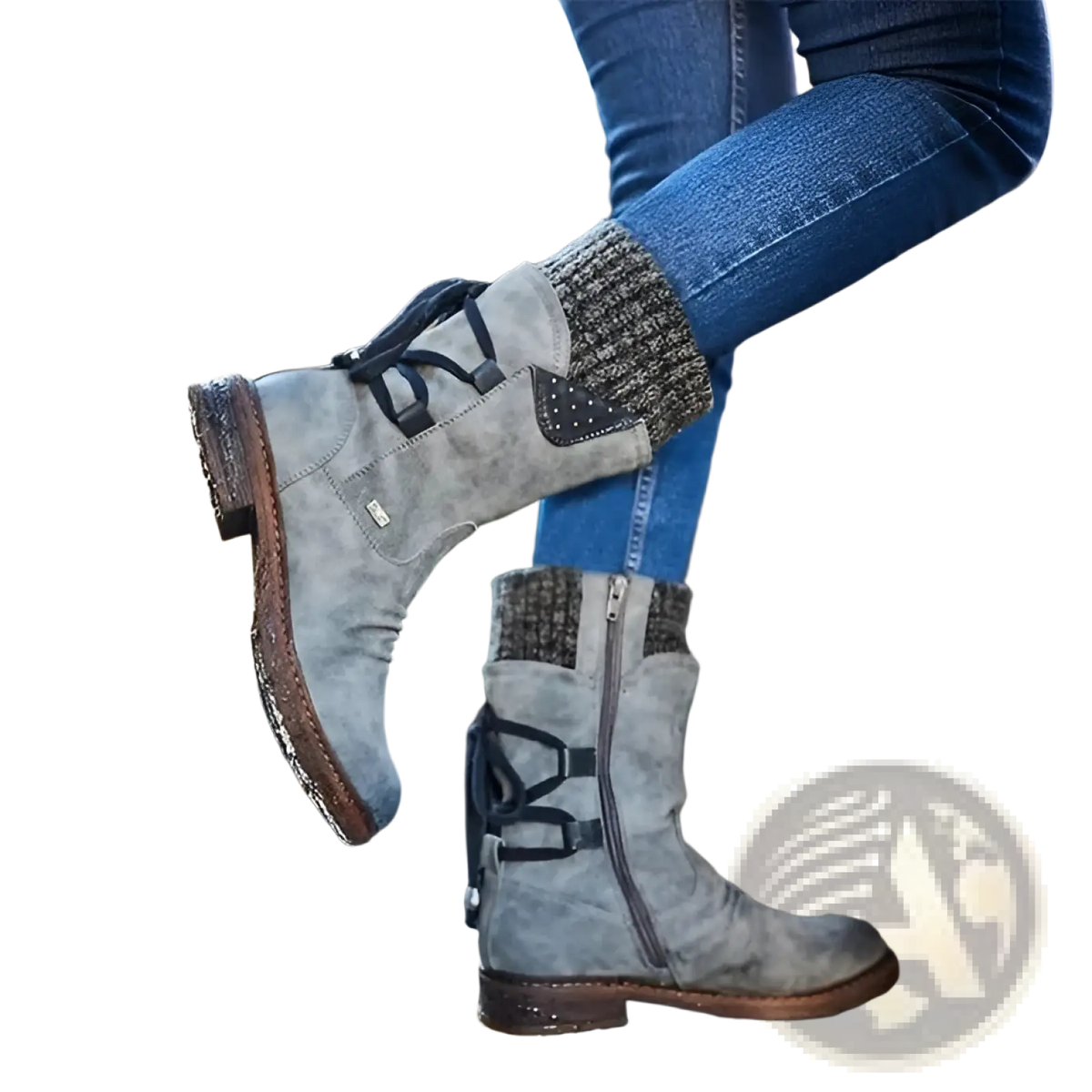 Women Winter Snow Boots Suede Mid Calf Martin Shoes
