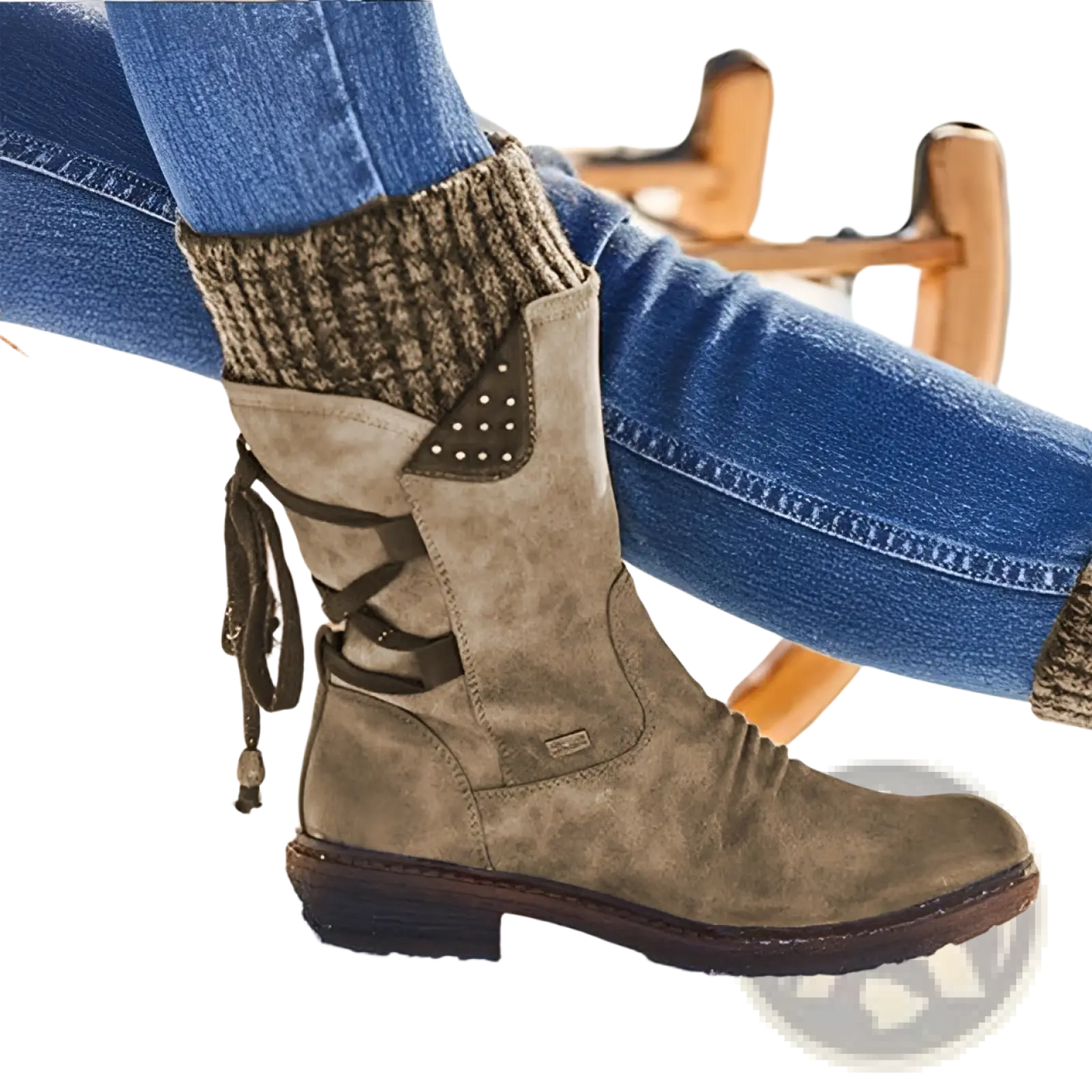 Women Winter Snow Boots Suede Mid Calf Martin Shoes
