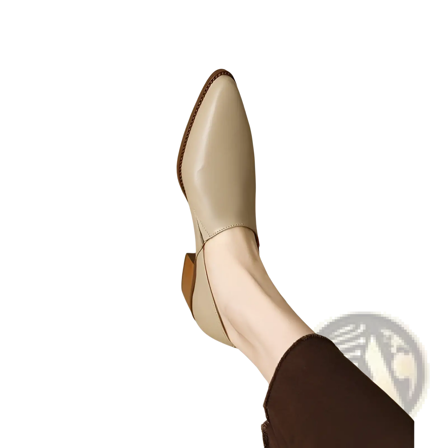 Women's Leather Block Heel Loafers Square Toe Shoes