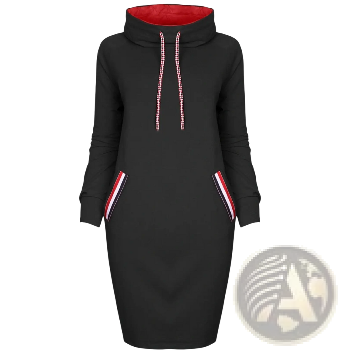 Women's Long Sleeve High Collar Hooded Midi Dress