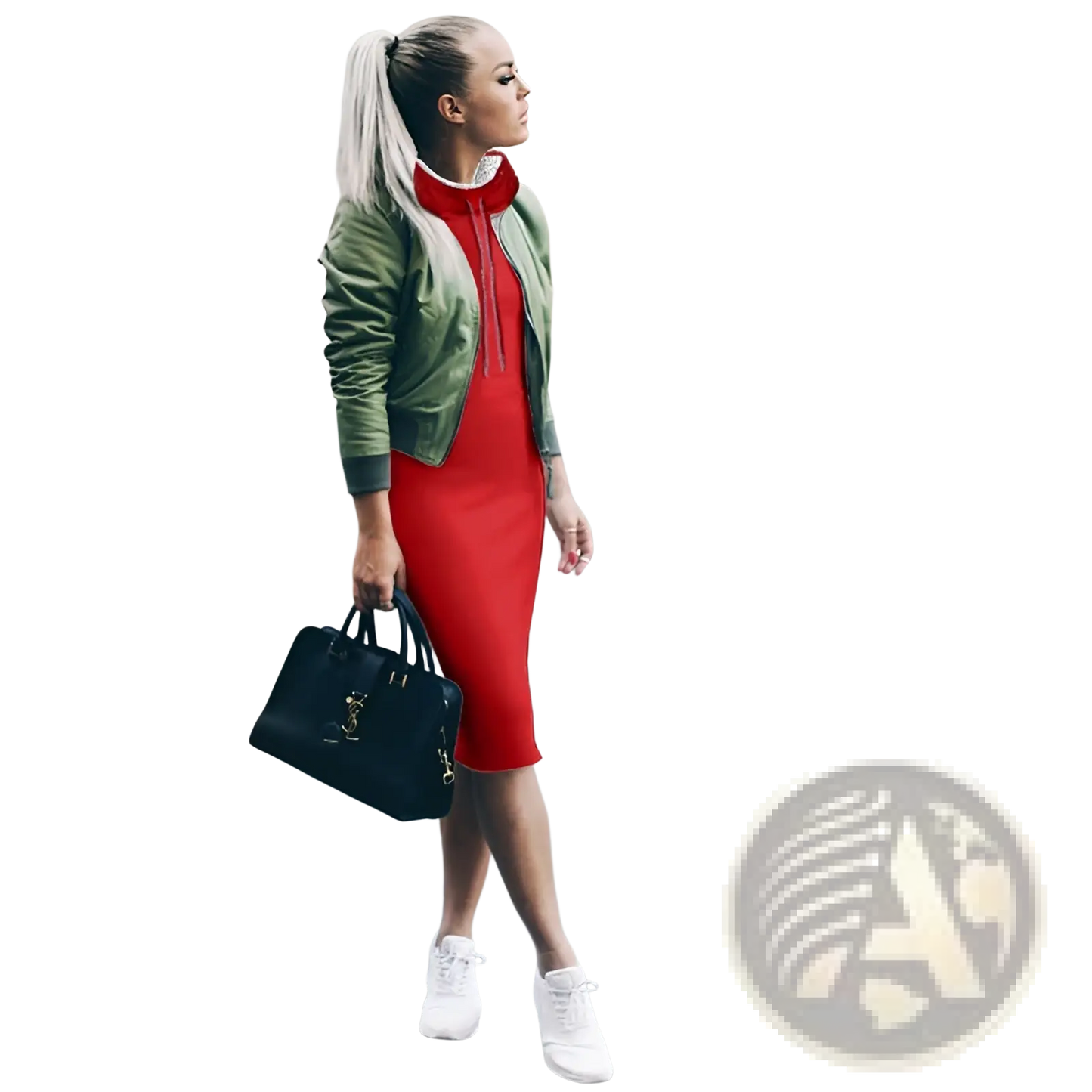 Women's Long Sleeve High Collar Hooded Midi Dress