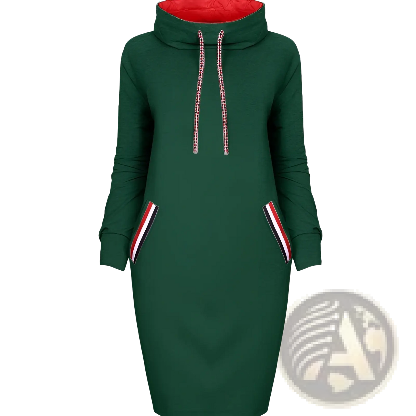 Women's Long Sleeve High Collar Hooded Midi Dress