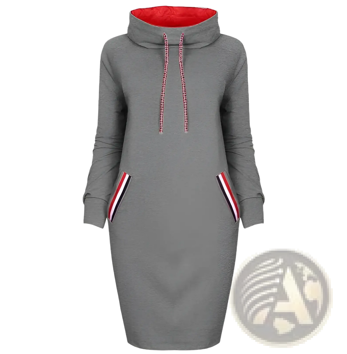 Women's Long Sleeve High Collar Hooded Midi Dress
